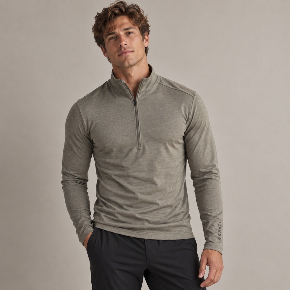 NOBULL Merino Wool Quarter Zip Performance Base Layer Sage Green Sz M